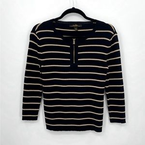 Lauren Ralph Lauren Navy and Cream Striped Sweater